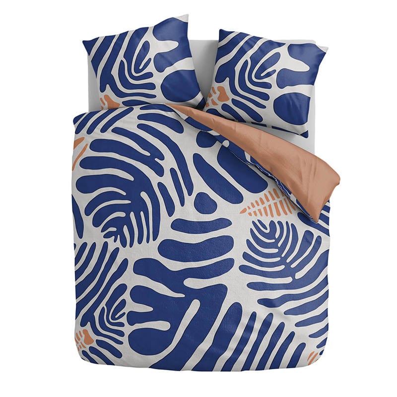 Cloud Nine Dekbedovertrek Katoen Satijn Blue Fern Tweepersoons (200x200 Cm) Blauw Katoen Satijn Modern  - Overtrek - 200x200 Cm (Tweepersoons) - - 