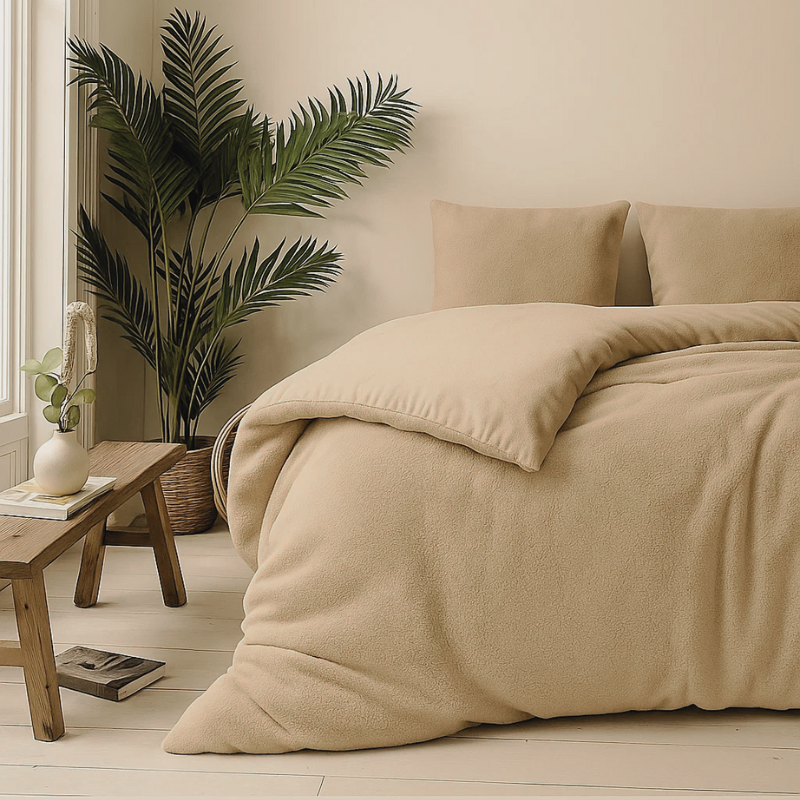 Fresh and Co Dekbedovertrek Teddy LitsJumeaux (240x220 Cm) Taupe Microvezel Teddy Effen  - Overtrek - 240x220 Cm (Lits-Jumeaux) -  - 