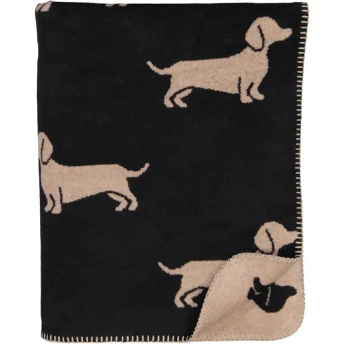 Cawö We love dogs 62460 Woonplaid 150x200 zwart/beige