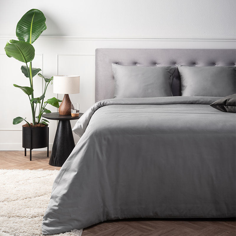 Presence Dekbedovertrek Katoen Satijn Zilver Tweepersoons (200x200 Cm) Zilver Katoen Satijn Katoen Effen  - Overtrek - 200x200 Cm (Tweepersoons) - - 