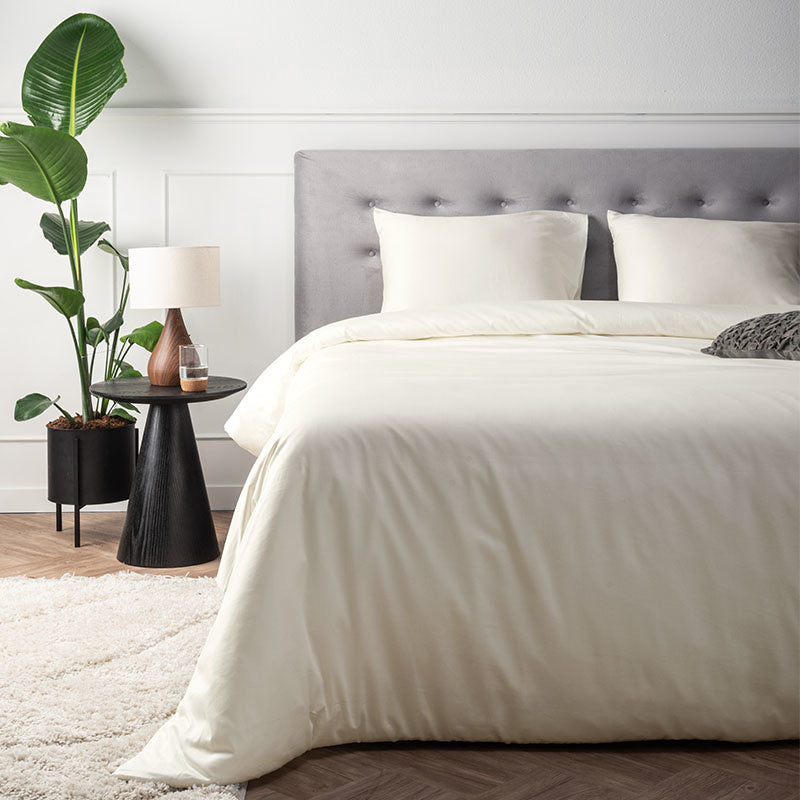 Presence Dekbedovertrek Katoen Satijn Crème LitsJumeaux XL (260x200 Cm) Creme Katoen Satijn Effen  - Overtrek - 260x200 Cm (Lits-Jumeaux XL) - - 