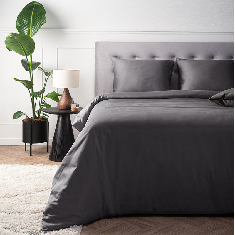 Presence Dekbedovertrek Katoen Satijn Antraciet LitsJumeaux XL (260x200 Cm) Antraciet Katoen Satijn Katoen Effen  - Overtrek - 260x200 Cm - 