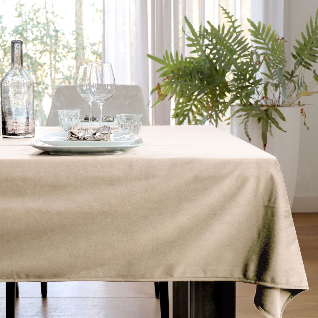 Unique living Tafelkleed Velours 145x250 cm dove white  - 