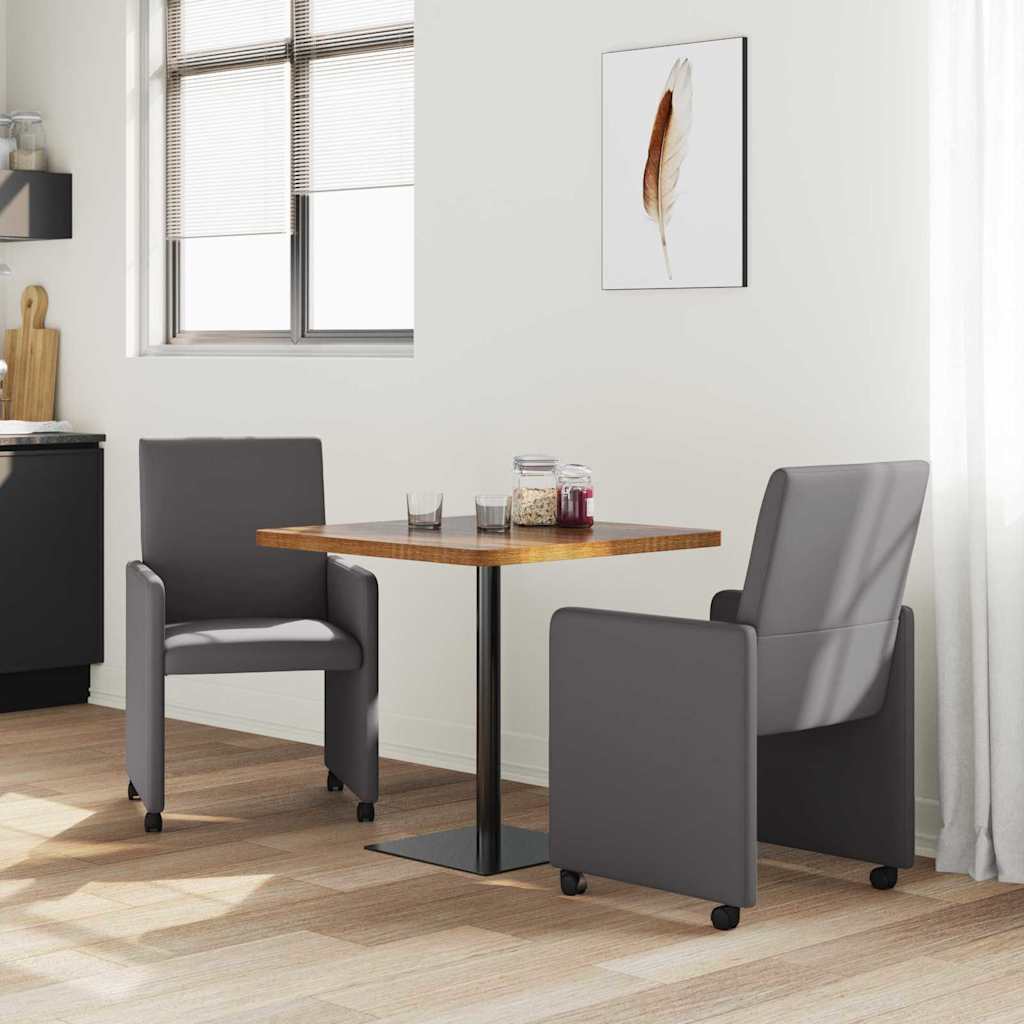vidaXL Eetstoelen met wielen 2 pcs Grijs 57 x 66 x 94 cm Kunstleer