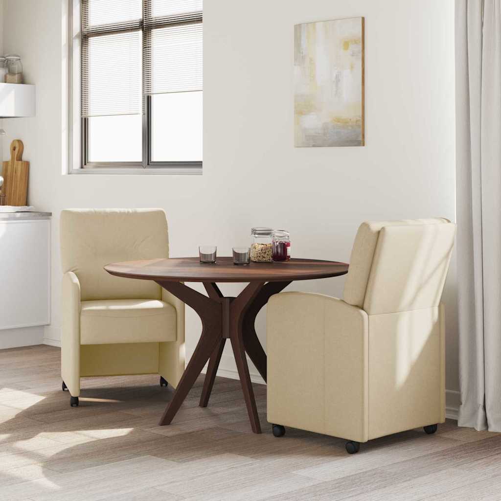 vidaXL Eetstoelen met wielen 2 pcs Crème 57 x 67 x 95 cm Stof