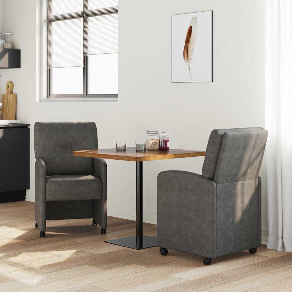 vidaXL Eetstoelen met wielen 2 pcs Zwart 57 x 67 x 95 cm Kunstleer