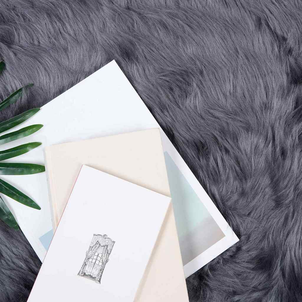 vidaXL Nepleer Schapenvacht Tapijt Antraciet 100 x 100 cm Polyester