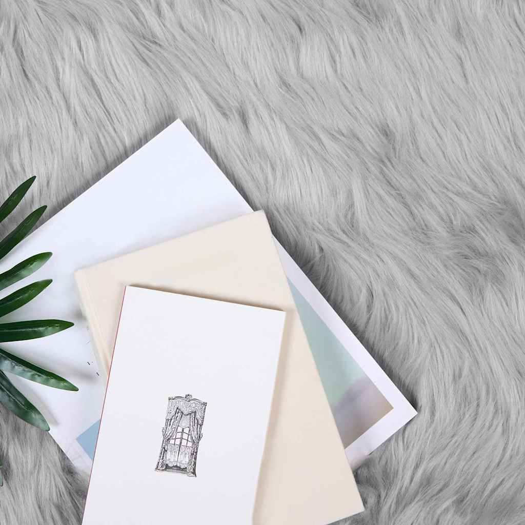 vidaXL Nepleer Schapenvacht Tapijt Grijs 120 x 120 cm Polyester