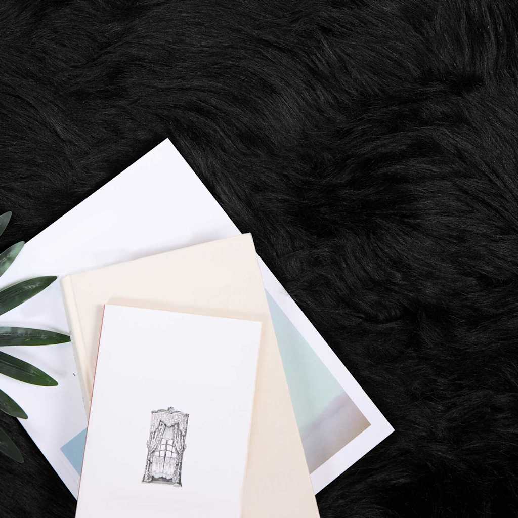 vidaXL Nepleer Schapenvacht Tapijt Zwart 100 x 200 cm Polyester