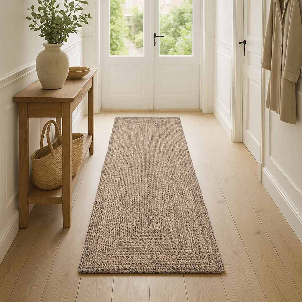 vidaXL Tapijt Naturel en zwart 60 x 250 cm Jute