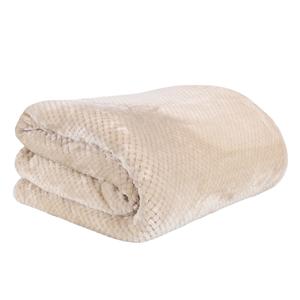Home Deco Factory Fleece deken - beige - 180 x 220 cm - polyester - woondeken -