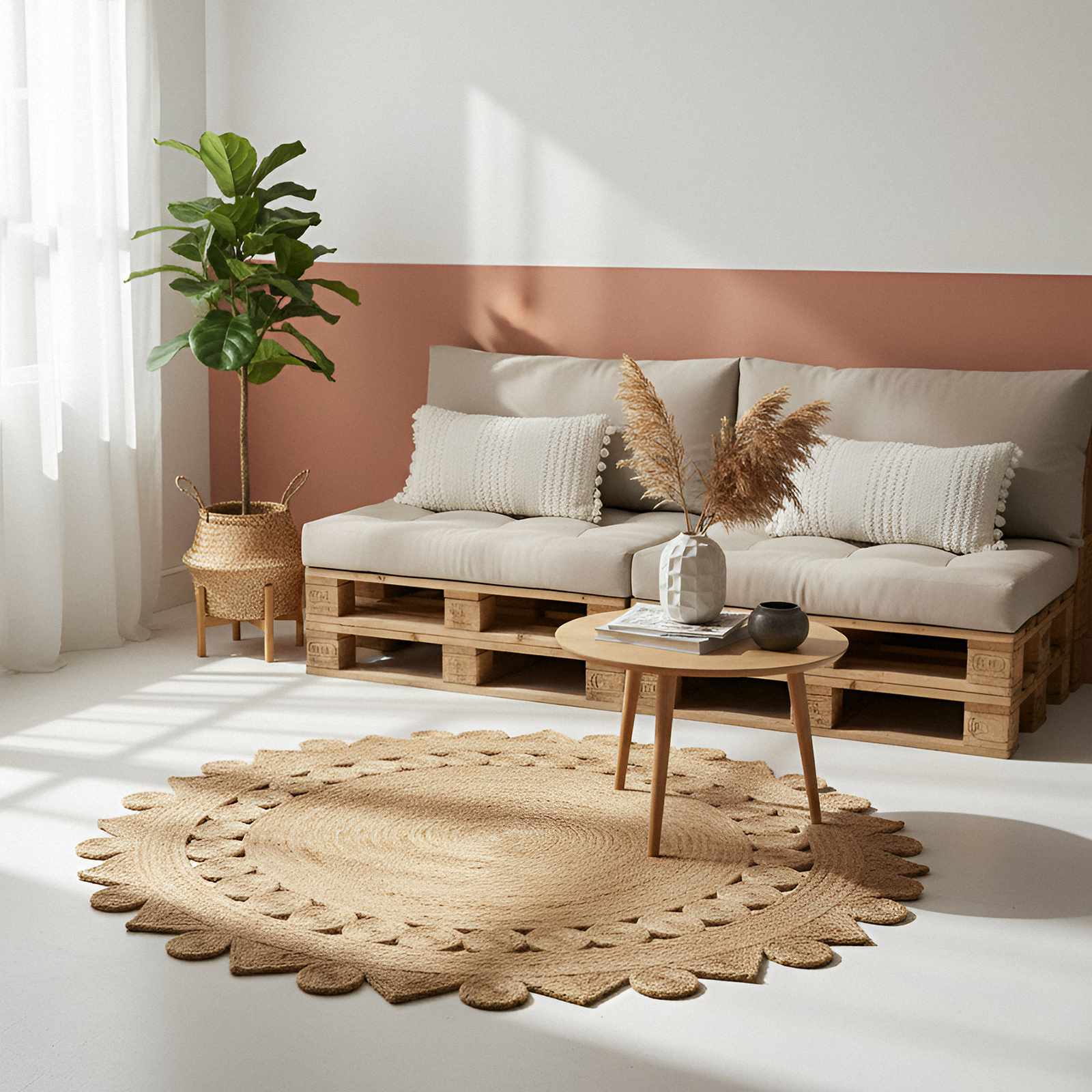 vidaXL Tapijt Bruin Ø 210 cm Jute