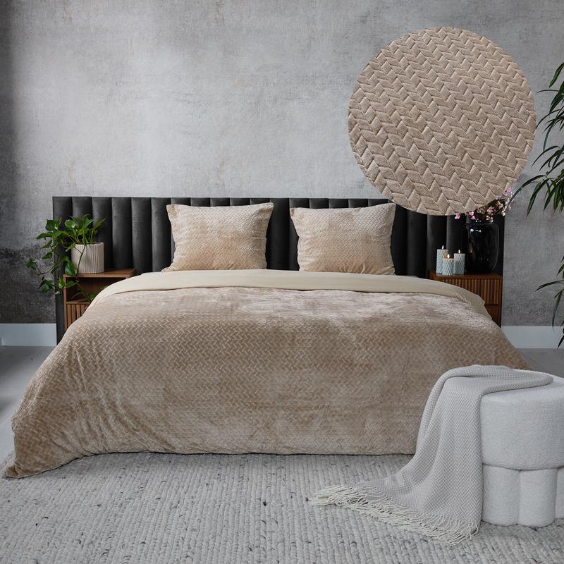 Teddy Hongaarse punt dekbedovertrek - taupe