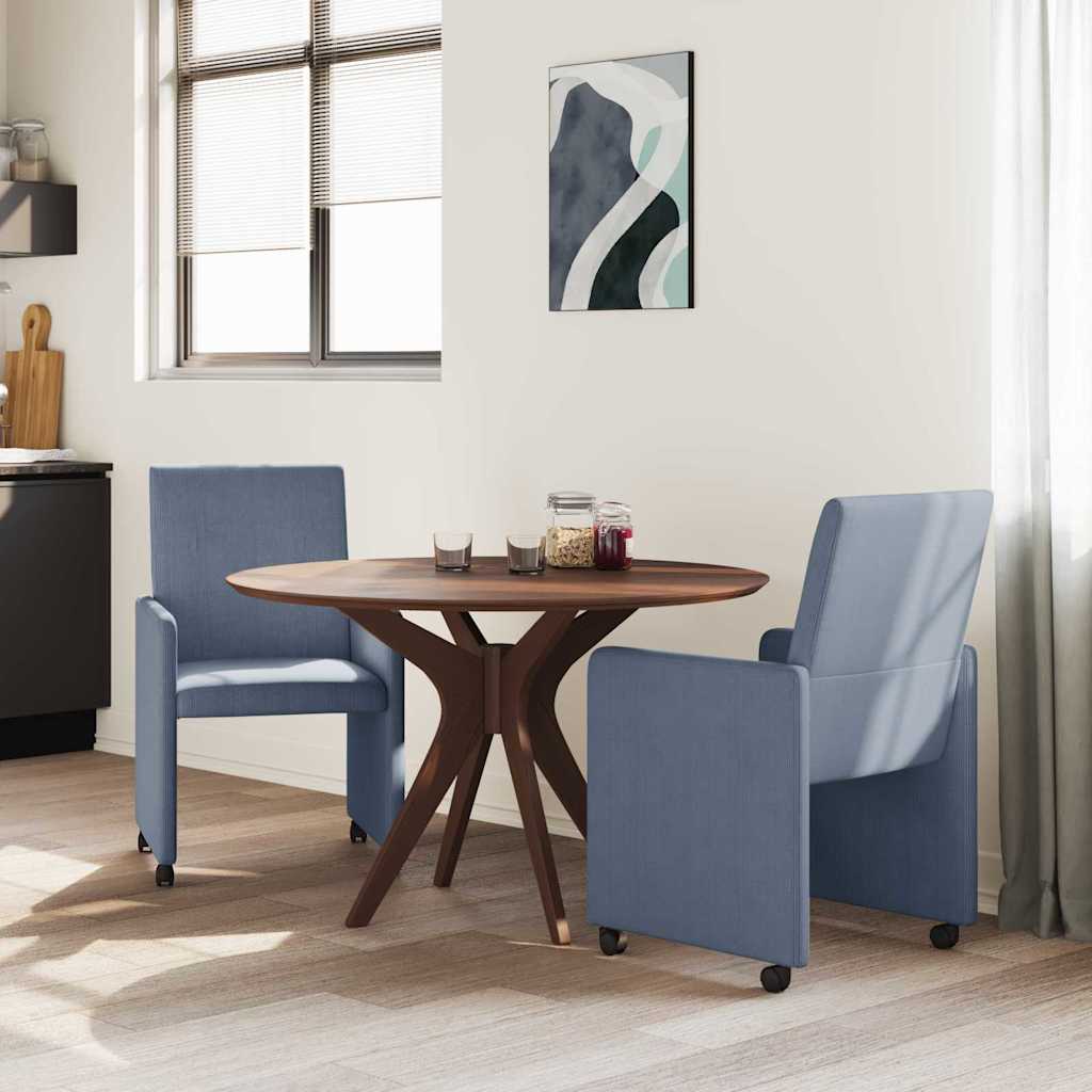 vidaXL Dining Stoelen met Wielen 2 pcs Blauw 57 x 66 x 94 cm