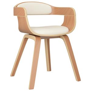vidaXL Eetkamerstoelen 4 st gebogen hout en kunstleer cr&egrave;mekleurig