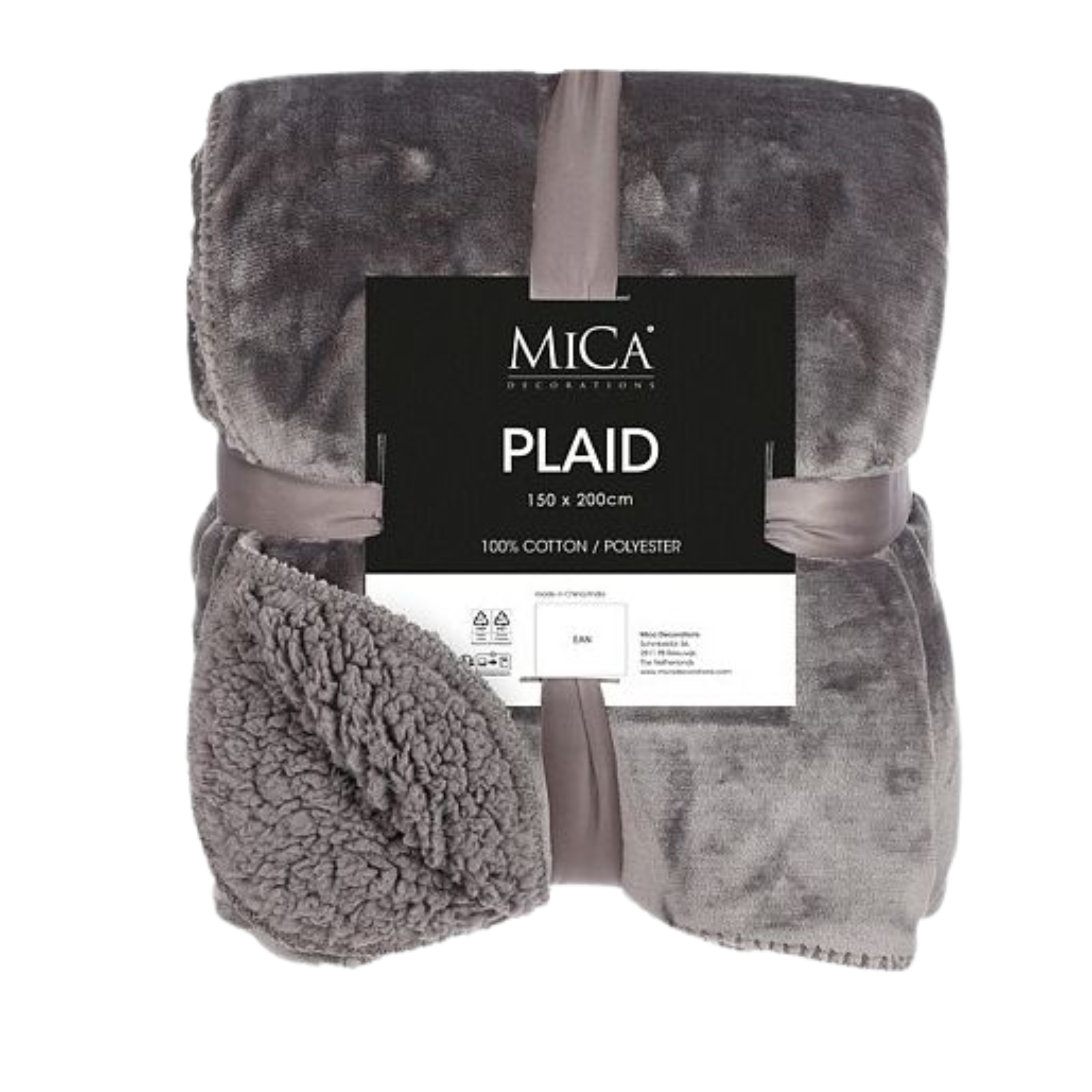 Mica Decorations Fleece deken - antraciet - 200 x 150 cm - polyester - Mardy - fleeceplaid -