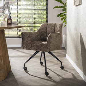 LifestyleFurn Draaibare Eetkamerstoel op wielen Thandie Chenille - Taupe