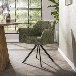 LifestyleFurn Draaibare Eetkamerstoel Thandie Chenille - Groen