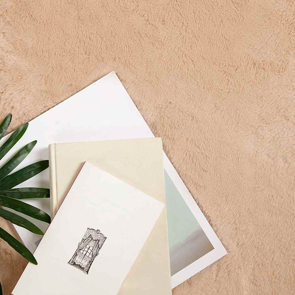 vidaXL Nep Konijnenbont Tapijt Taupe Ø 120 cm Polyester