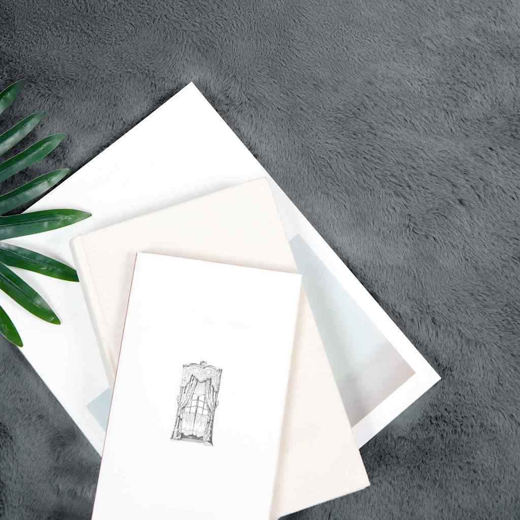 vidaXL Nep Konijnenbont Tapijt Antraciet Ø 120 cm Polyester