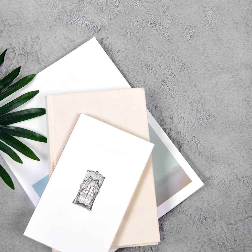 vidaXL Nep Konijnenbont Tapijt Grijs 240 x 240 cm Polyester