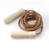 RS Sports Springtouw Leer l houten handvatten l 280 cm l bruin