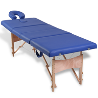 vidaXL Massagetafel inklapbaar met houten frame (vier delen / blauw)