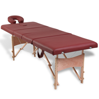 vidaXL Massagetafel inklapbaar met houten frame (vier delen / rood)