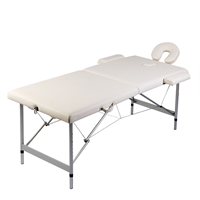 vidaXL Inklapbare massagetafel 2 zones met aluminium frame (creme)