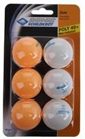 Tischtennisball Jade Poly 40+, 6er Pack orange/weiß