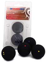 UNSQUASHABLE Squashball, schwarz, mittel, 2er Blister