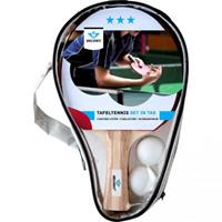 Angel Sports Tafeltennisset 2x 3-ster bat met 2 ballen in tas met rits