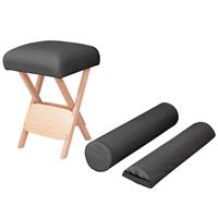 vidaXL Massage-Klapphocker 12 cm Dicker Sitz + 2 Nackenrollen  Schwarz