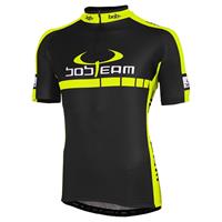 Wielrenshirt, BOBTEAM COLORS fietsshirt met korte mouwen, zwart-neongeel