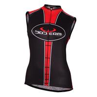 Wielershirt, BOBTEAM dames shirt zonder mouwen zwart-rood damesfietsshirt zonder