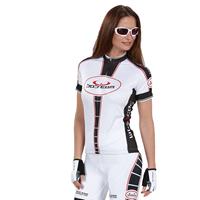 Wielershirt, BOBTEAM dames shirt wit-zwart damesfietsshirt, 