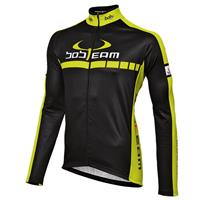 Fiets shirt, BOBTEAM COLORS fietsshirt met lange mouwen, zwart-neongeel