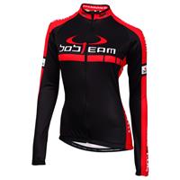 Wielershirt, BOBTEAM Colors dames jersey met lange mouw zwart damesfietsshirt