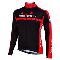 Wielrenshirt, BOBTEAM COLORS jersey met lange mouw zwart fietsshirt met lange