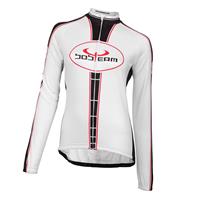 Fietsshirt, BOBTEAM dames shirt met lange mouwen wit-zwart damesfietsshirt met