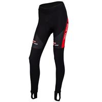 Racefiets broek, BOBTEAM COLORS dames thermo-fietsbroek zwart-rood lange