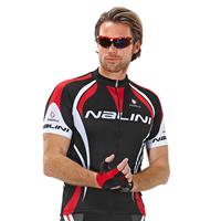 NALINI PRO Predazzo, zwart-wit-rood fietsshirt met korte mouwen, voor heren,