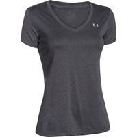 Damen Under Armour Techâ¢ Oberteil mit V-Ausschnitt Carbon Heather / Metallisch Silber L