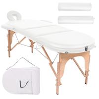 vidaXL Massagetafel inklapbaar 10 cm dik met 2 bolsters ovaal wit