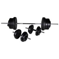 vidaXL Hantel-Set Langhantel + 2 Kurzhantel 60,5 kg Schwarz