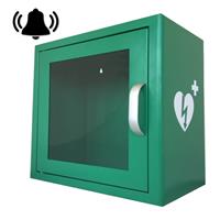 AED binnenkast Groen met alarm en logo