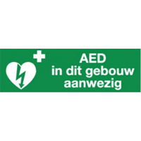 AED sticker "AED in dit gebouw aanwezig"