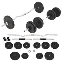 vidaXL Langhantel- und Kurzhantelset 30 kg Schwarz