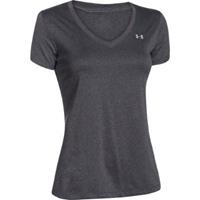 Damen Under Armour Techâ¢ Oberteil mit V-Ausschnitt Carbon Heather / Metallisch Silber XL