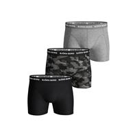 Björn Borg Herren Boxershorts 3er Pack - Pants, Cotton Stretch, Logobund, schwarz/grau/camouflage